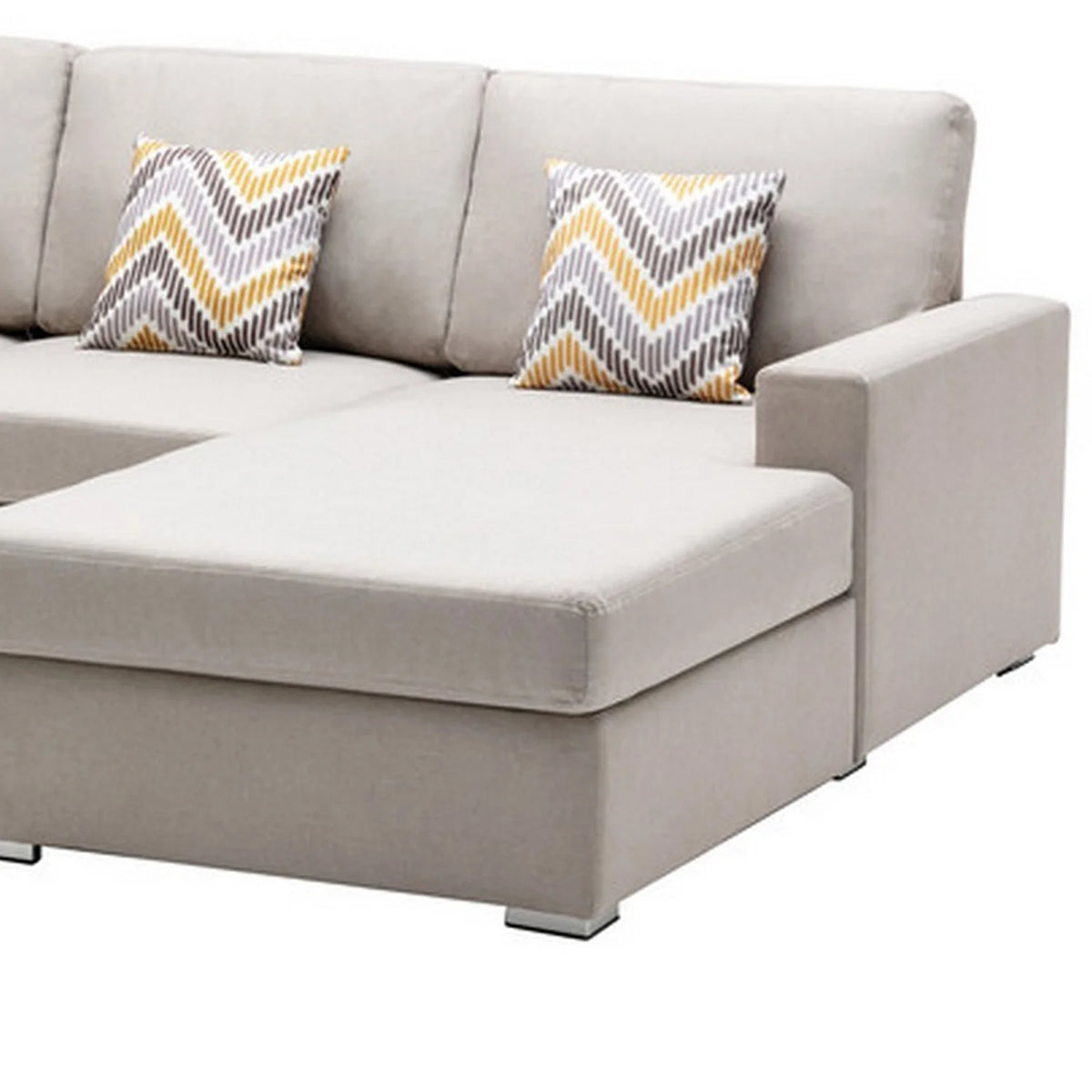 Beige 4 Piece L Shape Sofa with Ottoman M387942