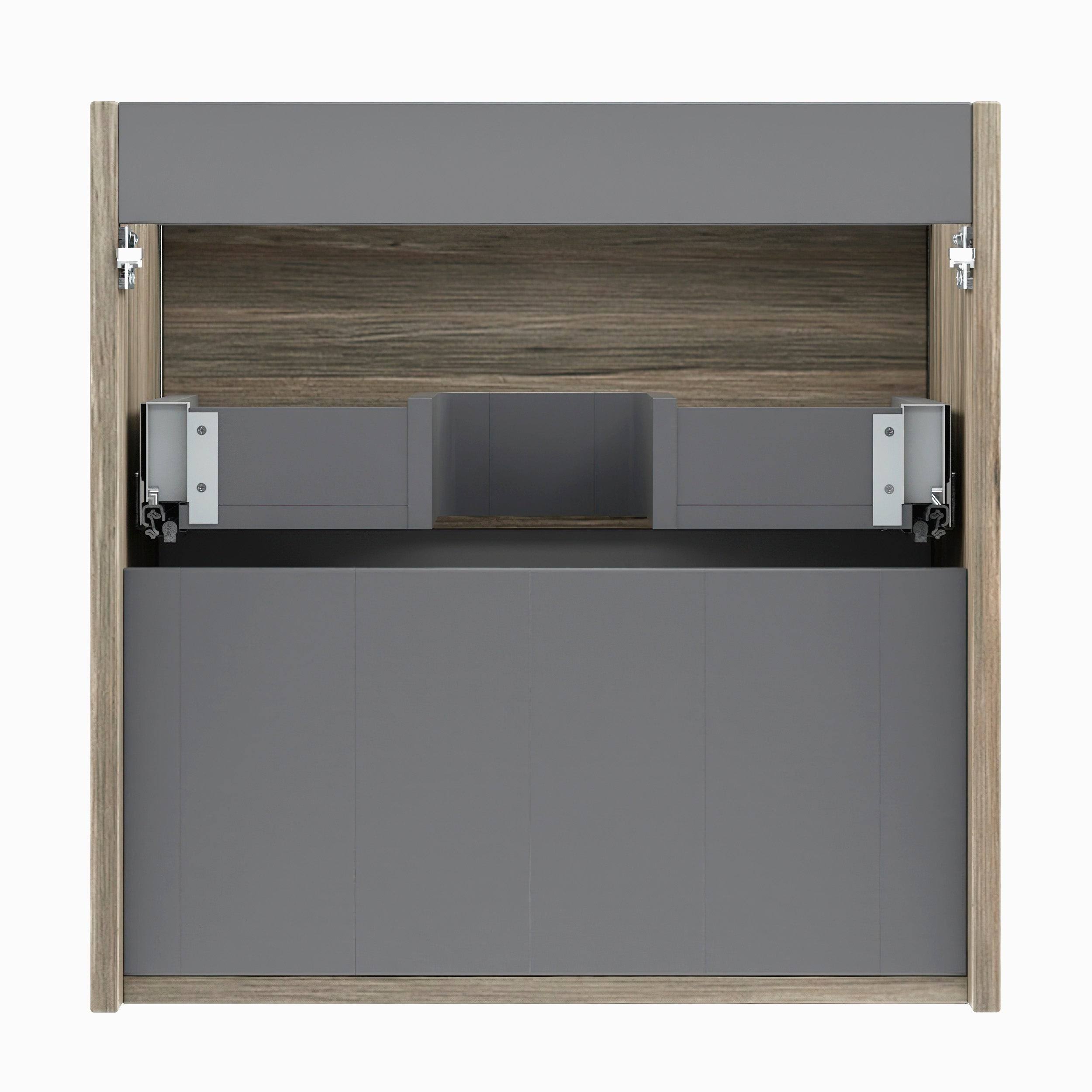 24 x 24 x 18 inch Oak Wood Bathroom Vanity Cabinet with Ceramic Top Sink T506010