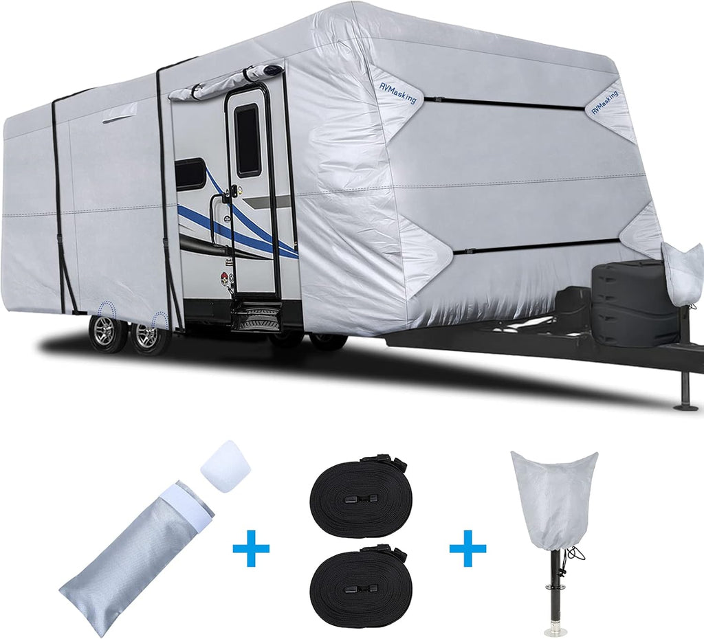 Rip-Stop RV Cover Fits 15'1" - 18' Long Motorhome, Waterproof Camper Cover with Gutter Covers T697969