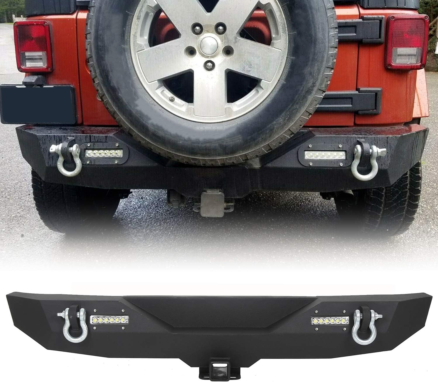 Steel Rear Bumper with D-Ring with LED Lights W738828