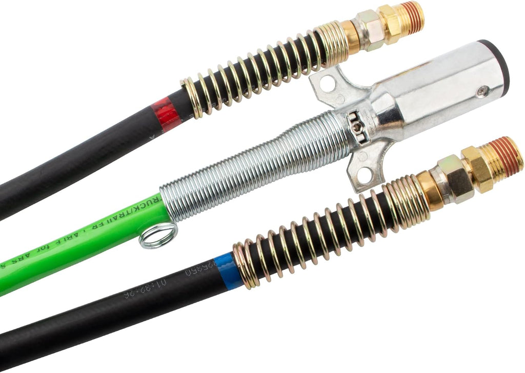 15 Ft 3 in 1 ABS & Air Power Line Hose Wrap 7 Way Electrical Cable with Handle Grip & Gladhands for Semi Truck Trailer Tractor C768