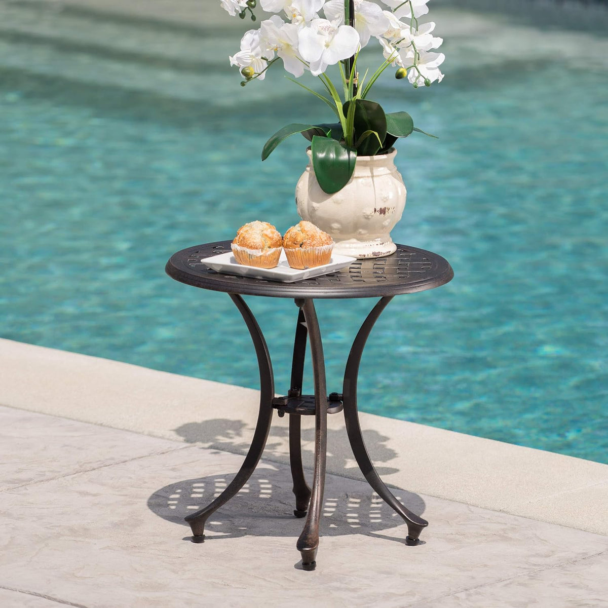 Bronze Finished Cast Aluminum Side Table C474