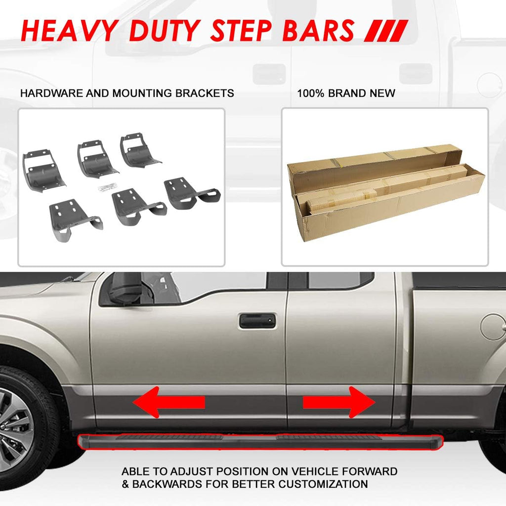 5.5 Inches Stainless Steel Black Powdercoated Side Step Nerf Bar Running Boards O677