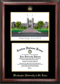 Gold Embossed Diploma Frame with Campus Images Lithograph U16339