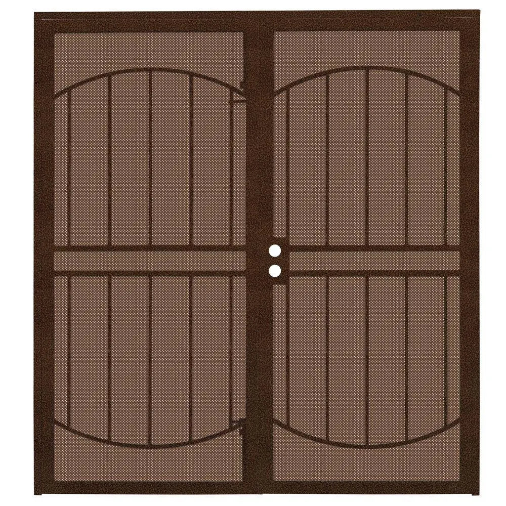 Copper Steel Double Security Door with Expanded Metal Screen F784