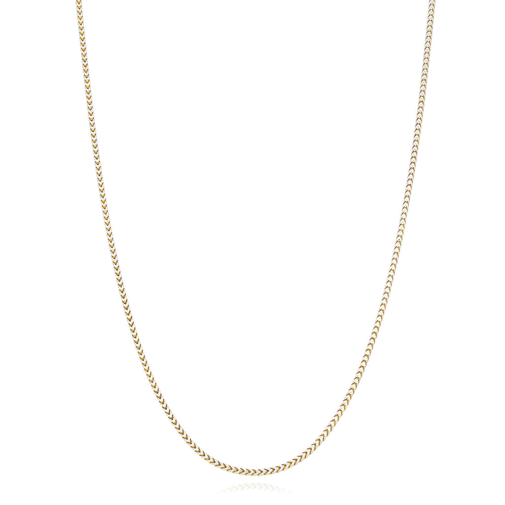 Solid 18K Yellow Gold Over Silver 1.4mm White Pave Franco Chain Necklace 16-24" Z91430