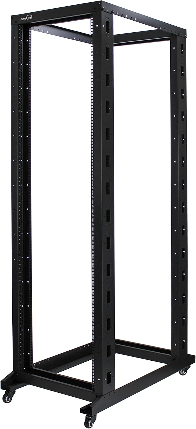 42U 4-Post Open Frame Server Rack Black J49705