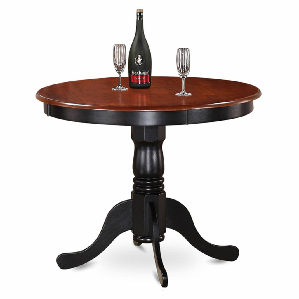 Antique Table Round with Black and Cherry Finish I90419