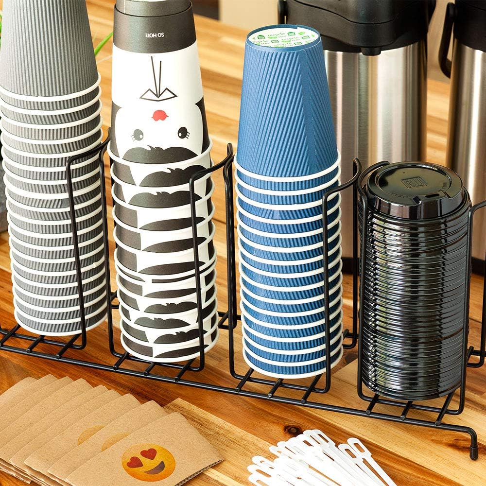 Black Iron Wire 4-Section Cup & Lid Organizer B45265